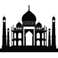 Minimalist taj mahal silhouette in black and white