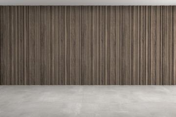 Modern empty room with wooden panel. 3D rendering