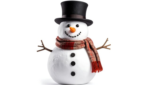 Smiling snowman with top hat and scarf (1) - Powered by Adobe
