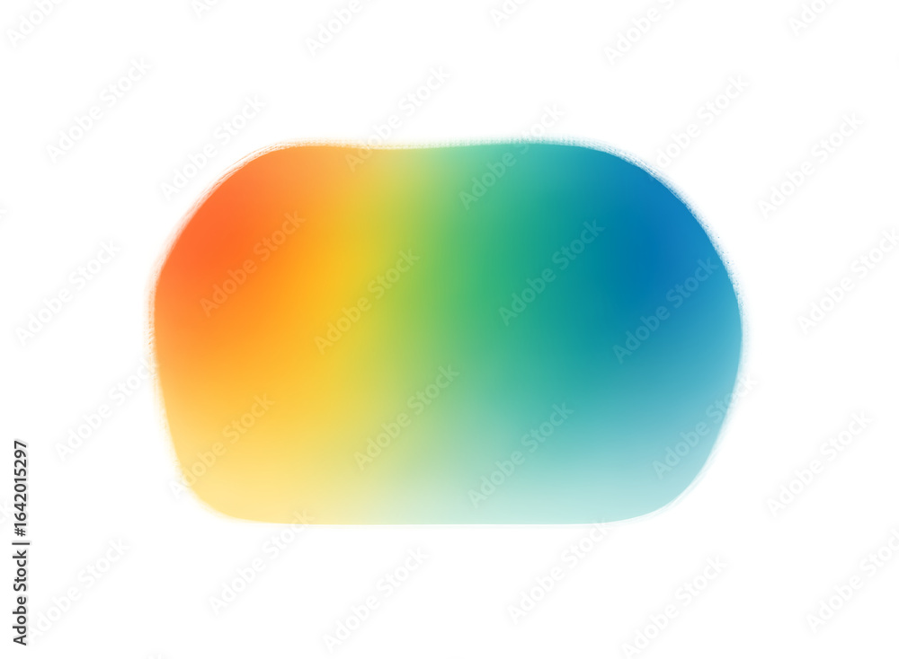 Poster abstract organic shape with a vibrant rainbow gradient transitioning smoothly across its surface iso
