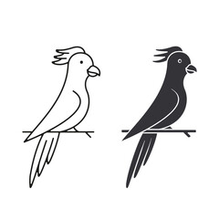 Parrot icon set in black color. Vector isolated illustration