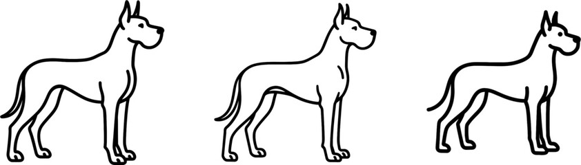 Obraz premium Great dane dog standing side view outline vector