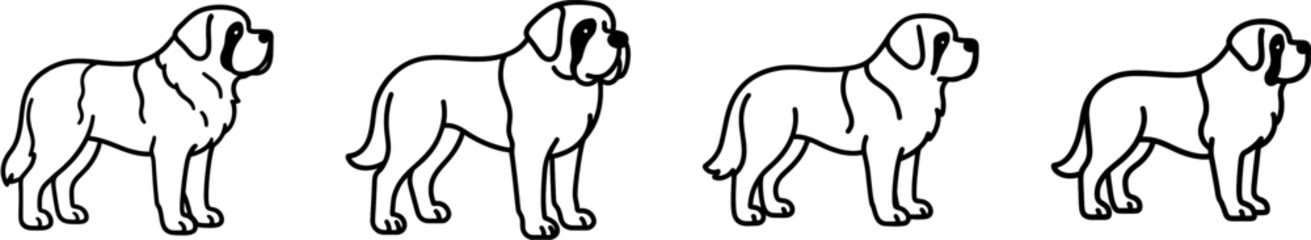 Fototapeta premium Saint bernard dog standing side view outline vector