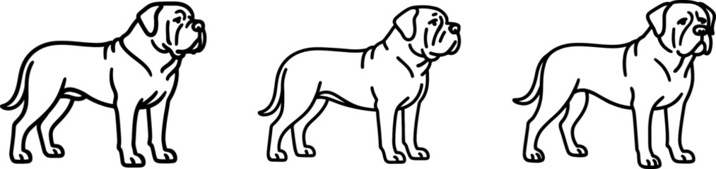 Obraz premium Mastiff dog full body side view outline vector