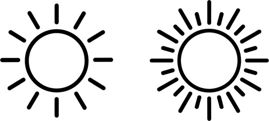 Fototapeta premium Summer sun bright outline vector