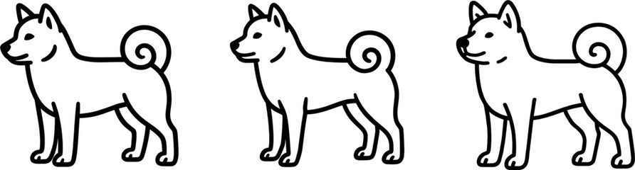 Shiba inu dog full body standing side view outline vector