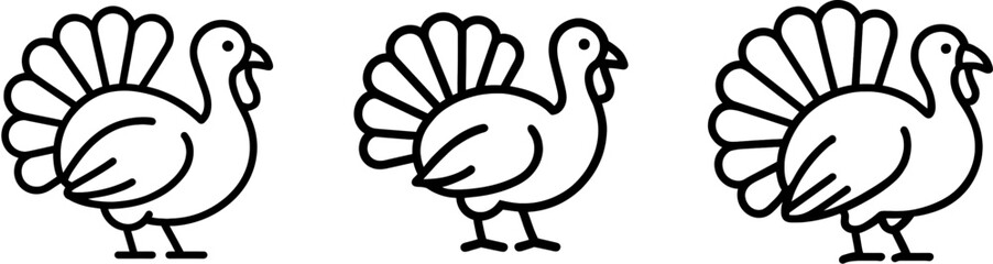 Thanksgiving turkey fanned tail outline vector