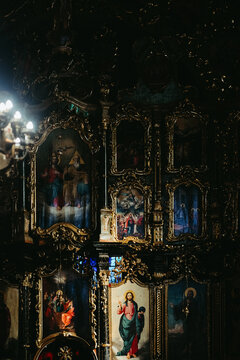 Candlelit Prayer Scene in Church