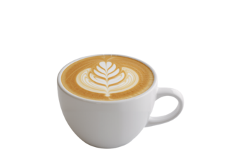 Artistic Latte Art Coffee in a White Cup, Perfect Morning Brew for a Delicious Start