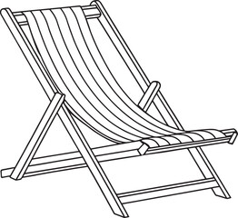 Fototapeta premium a deck chair with a striped fabric seat and backrest