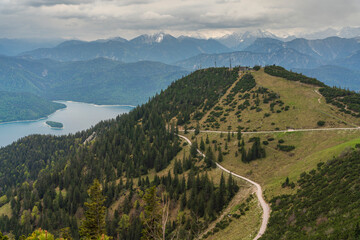 Herzogstand Mountain peak at the Karwendel region 