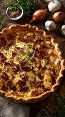 Savory Bacon and Cheese Quiche with Fresh Herbs
