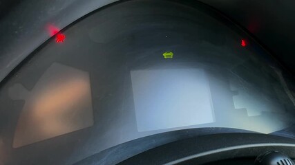 Electronic instrument panel of an electric vehicle. The car starts.  - Powered by Adobe