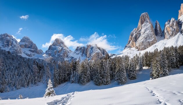 dito di dio in winter snow dusted majesty of the dolomite alps
