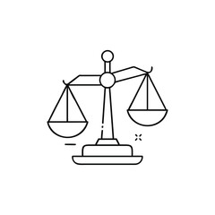 Scales of Justice Icon Thin Line Style with Transparent Background for Legal Concepts