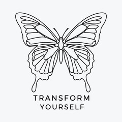 Fototapeta premium Transform Yourself Butterfly Motivational Vector Design