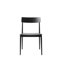 Minimalist dark wooden chair isolated on transparent background