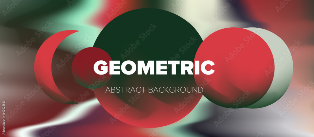 Poster vector illustration in modern abstract geometric style featuring overlapping circles and bold shapes