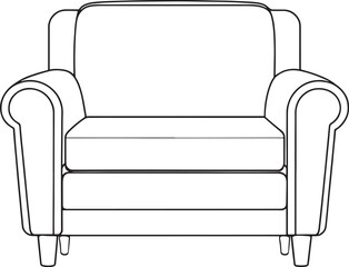 Elegant armchair outline for interior design projects or home decor concepts, providing comfort and modern style