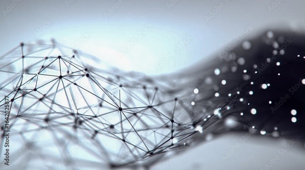 Poster abstract network connection structure with interconnected nodes for technology, data, and communicat