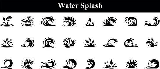 Dynamic water splash silhouette isolated on transparent background