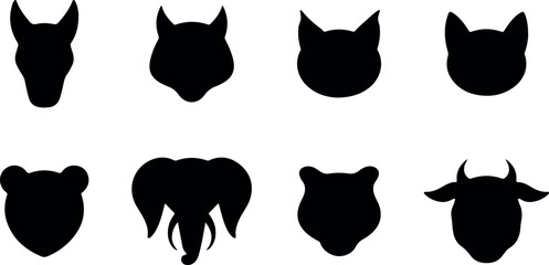 Stylized animal head silhouette isolated on transparent background