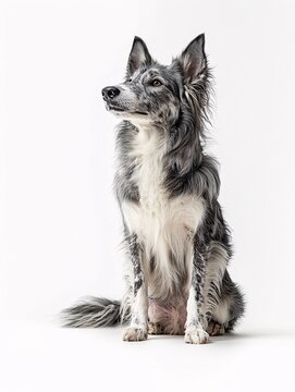 Elegant Mudi Dog Portrait: Studio Shot