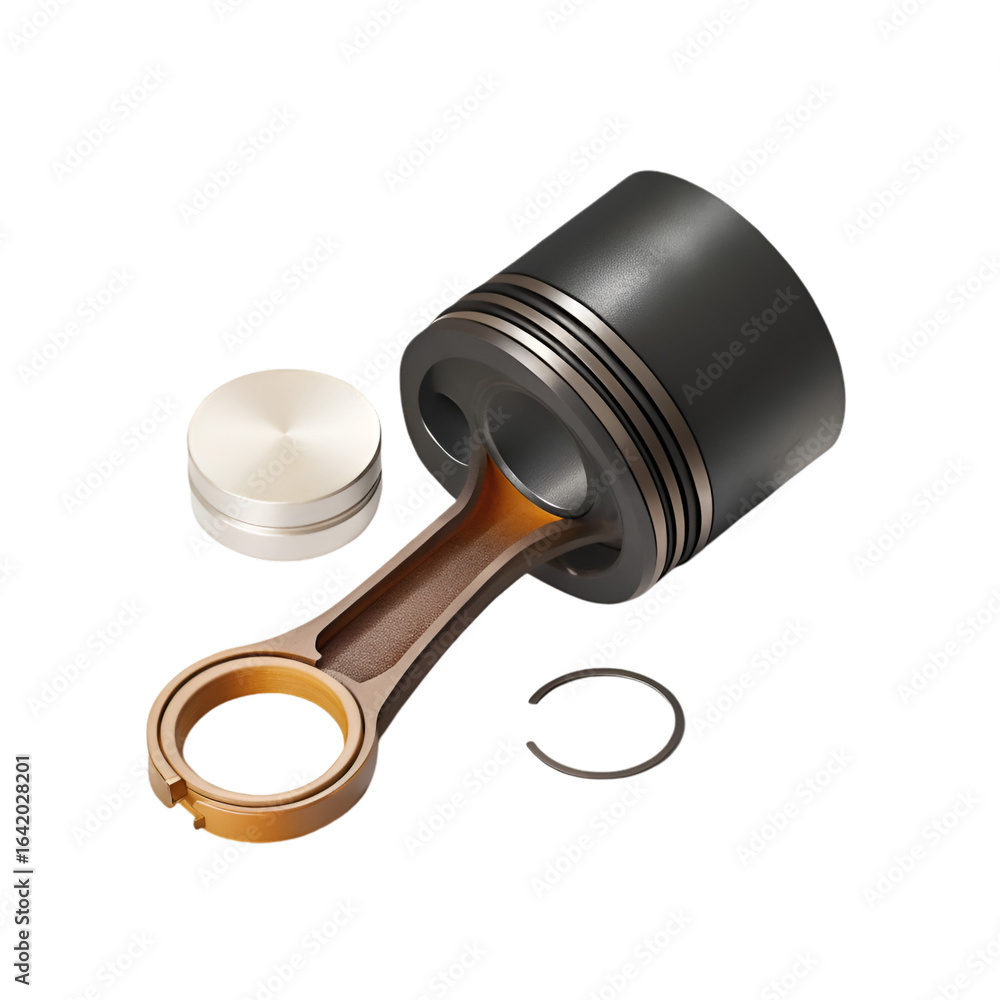 Poster piston visualized in realistic 3d illustration for automotive and mechanical concepts