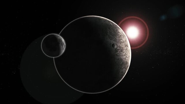 Cratered Ceres Fictional 3d Planet in Space with Shadow