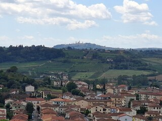 View on San Gimignano from the village Certaldo