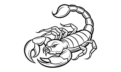 Scorpion t shirt design silhouette and vector line art, high-quality illustration ideal for adult coloring books, art therapy, relaxation and stress relief printable designs