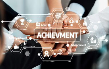 A powerful image showcasing hands joined together in support of achievement, representing unity and...