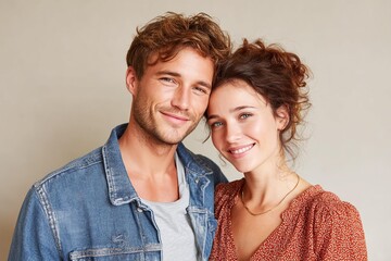 Couple Portrait Against a Neutral Background