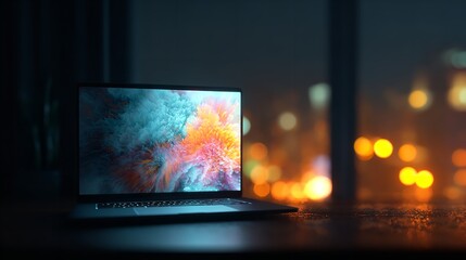 Laptop displaying stock market data Laptop displaying stock market data