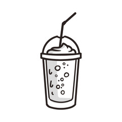 Refreshing Drink: A refreshing, monochrome illustration of a beverage, complete with a straw, offering a cool escape and embodying modern, clean design.