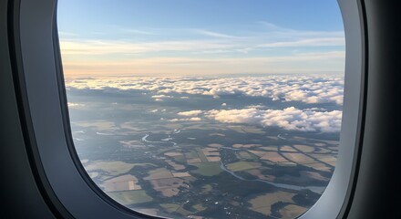 Scenic Aerial View from Airplane Window

