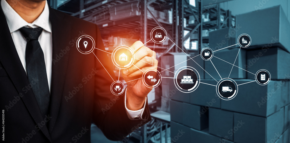 Poster smart warehouse management system with innovative internet of things technology to identify package 