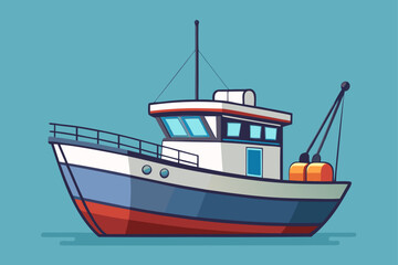 Obraz premium Clean Vector Illustration Fishing Boat With Simple Gradient