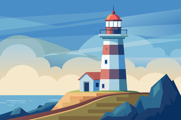 Clean Vector Illustration Lighthouse With Soft Lighting