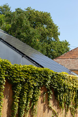 Solar panels on building roof