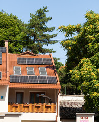 House with Solar Panels on Roof
