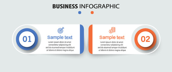 Business  infographic template with icons and 2 options or steps	
