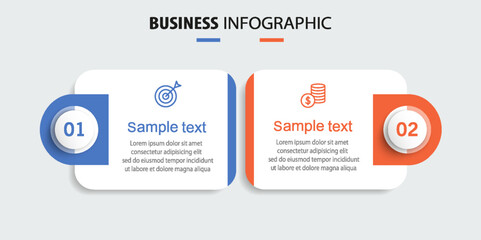 Business  infographic template with icons and 2 options or steps	
