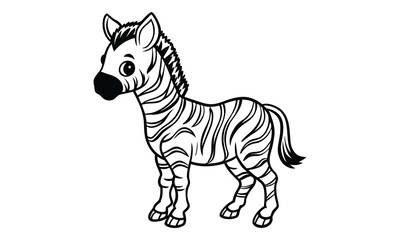 Fototapeta premium Zebra baby t shirt design silhouette and vector line art, detailed illustration perfect for relaxation and stress relief, ideal for adult coloring books, high-quality art