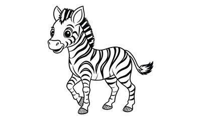 Obraz premium Zebra baby t shirt design silhouette and vector line art, detailed illustration perfect for relaxation and stress relief, ideal for adult coloring books, high-quality art