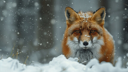 Fototapeta premium Red fox vulpes in the jungle