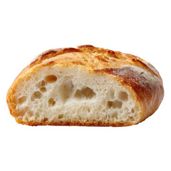 Crusty artisan bread slice isolated on transparent background