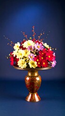 Colorful flower arrangement in decorative vase