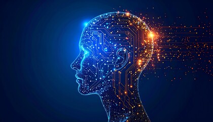 Obraz premium Digital human head technology illustration