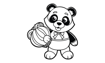 Obraz premium Halloween cute panda t shirt design silhouette and vector line art, intricate line art for printable art therapy activities, perfect for relaxation, stress relief, adult coloring pages